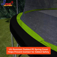 Sportspower 14′ round Trampoline with Safety Enclosure in Green and Black