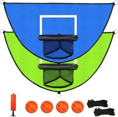 2PCS Large Trampoline Basketball Hoop Set 35.4″×19.7″ with 4 Mini Balls and 1 Pu