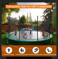 DOYUEE 15FT Trampoline Mat Replacement, 13.26ft Diameter, Fits 96 Springs