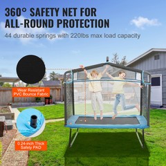 VEVOR 6FT Trampoline for Kids Toddlers with Enclosure Net Gymnastics Bar Hammock