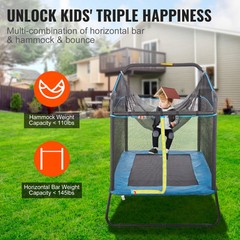 VEVOR 6FT Trampoline for Kids Toddlers with Enclosure Net Gymnastics Bar Hammock