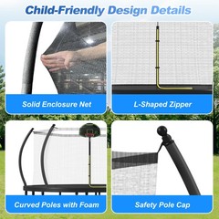 12ft 14ft 16ft Outdoor Round Trampoline with Basketball Hoop for Kids & Adult