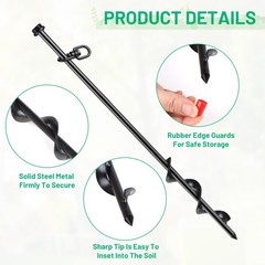 8 Pieces Ground Anchor Trampoline Ground Anchor 40 cm Steel Screw In Ground Anchor Ground Anchor…