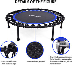 40″-48″ Silent Mini Trampoline Fitness Trampoline Bungee Rebounder Jumping Cardi