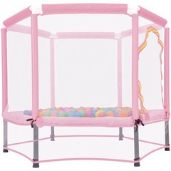 55” Toddlers Trampoline w/ Safety Enclosure Net and Balls Kids Mini Trampoline