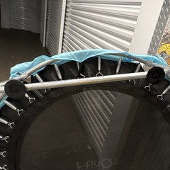 FitinOne Fitness Trampoline with Blue Padding Frame Pads Steel Fabric Black