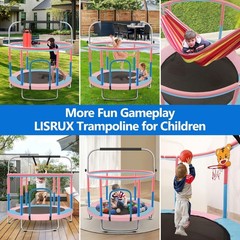 60″ Toddler Trampoline for Kids, 5FT Adjustable Trampoline Indoor Outdoor wit…