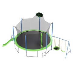 12FT Trampoline w/Slide and Swings, ASTM Approved Large Recreational Trampoline