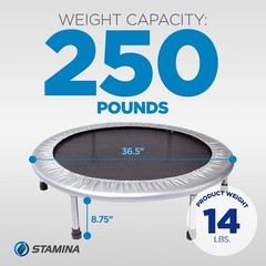 36″ Foldable Mini Trampoline Rebounder Adults W/ Smart Workout App Black