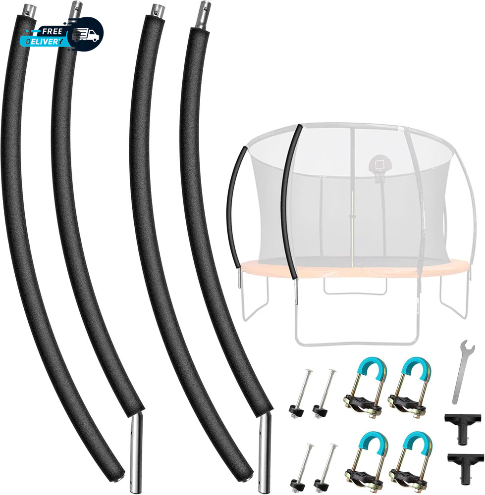 2PCS Trampoline Curved Poles Universal Trampoline Replacement Enclosure Poles.