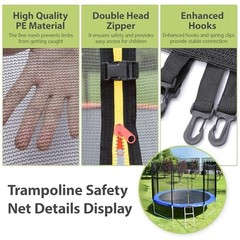 Trampoline Net Replacement Safety Enclosure Nets Protective 8FT 6Poles Black