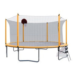 16FT Trampoline w/ Basketball Hoop Pump and Ladder Soccer Goal for Kids Outdoor