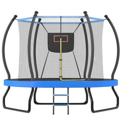 8ft 10ft Trampoline with Basketball Hoop & Ladder Outdoor Backyard Trampolines