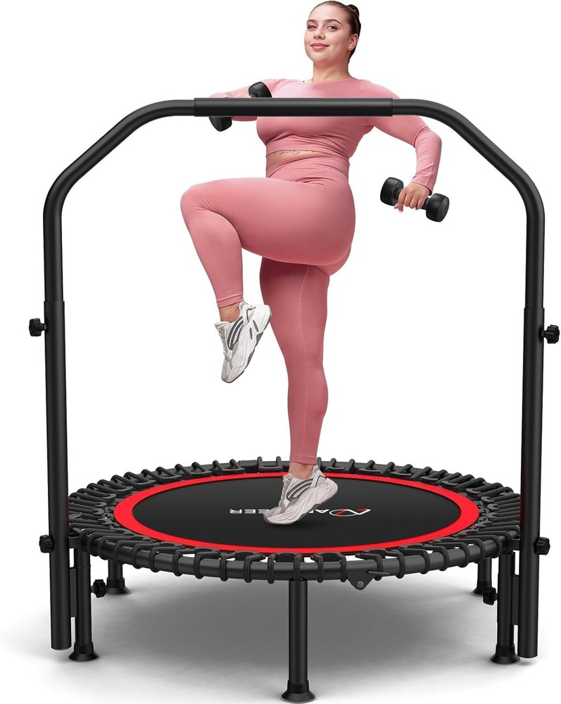 40″/48″/56” Foldable Trampoline with Adjustable Handle Indoor/Outdoor Fitness