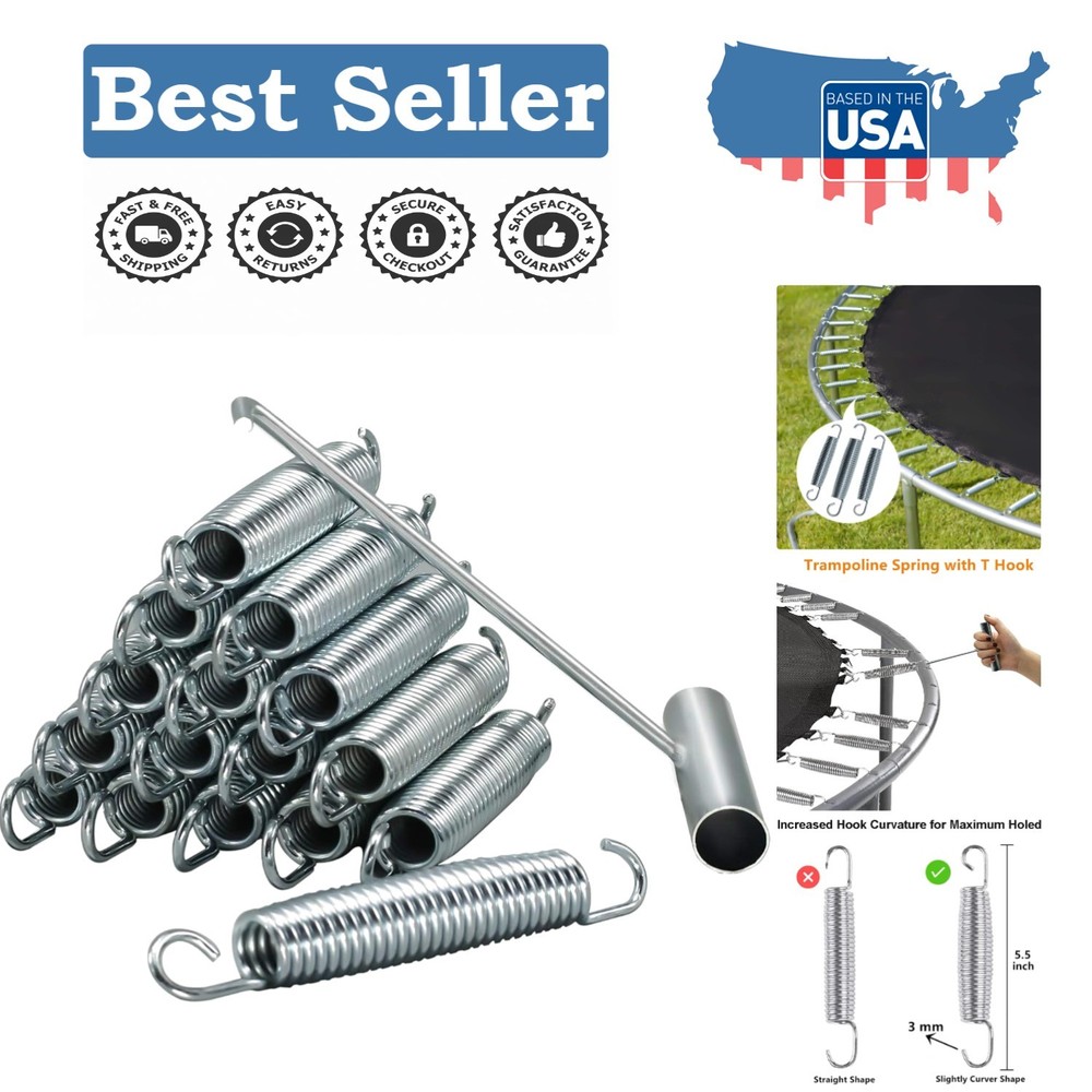 Durable Galvanized Steel Trampoline Springs Set – Universal Replacement 16 Pack