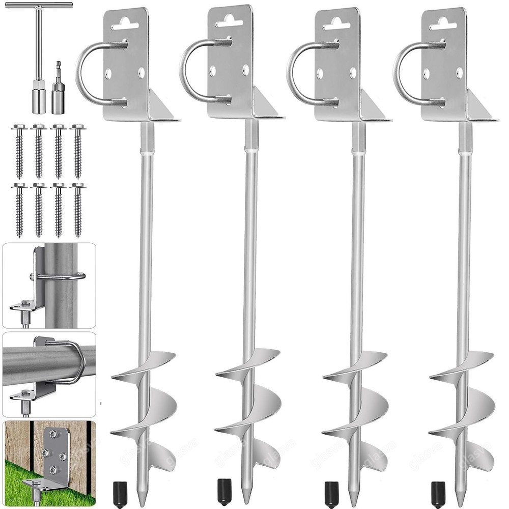 Ground Anchors Shed Anchors 20″ Set of 4 Trampoline Stakes Screw in Heavy Duty