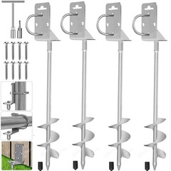 Ground Anchors Shed Anchors 20″ Set of 4 Trampoline Stakes Screw in Heavy Duty