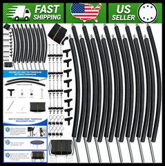 12 Ft Trampoline Curved Pole Replacement with Enclosure Net and Hardware