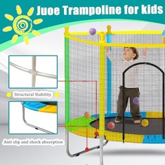 Trampoline 55 Inch Kids Enclosure 440lbs Safety Net Basketball Hoop