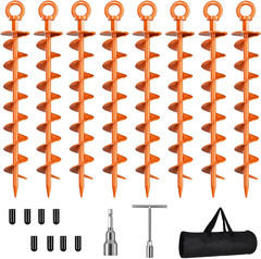 Ground Anchor Screw In, 8 Pack Spiral Trampoline Anchors with Nut and Tool Swing