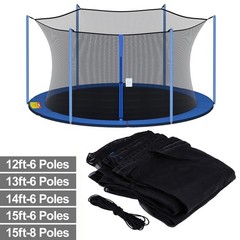 12/13/14/15 FT Round Trampoline Enclosure Net Replacement Safety Net 4/6/8 Pole