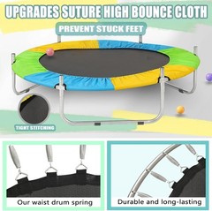 Juoe 55 Inch Trampoline Kids Enclosure 440lbs Safety Net Basketball Hoop