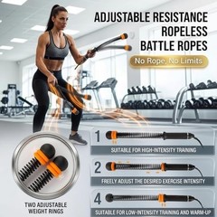 Black Adjustable Resistance Cordless Weighted Battle Rope