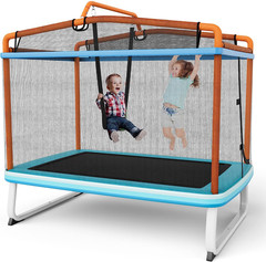 GYMAX Trampoline for Kids, 75” ASTM Approved Recreational Trampolines with Swing