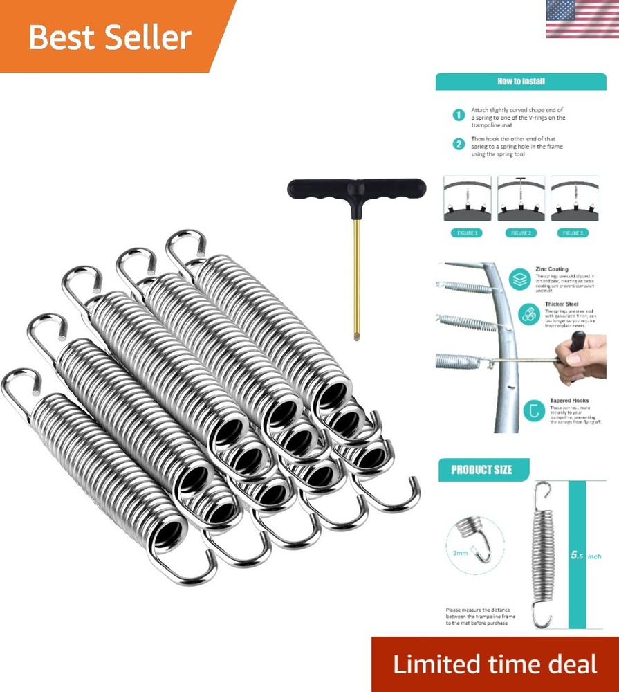 Heavy Duty 5.5-Inch Trampoline Springs – 12 Pack Stainless Steel Replacement
