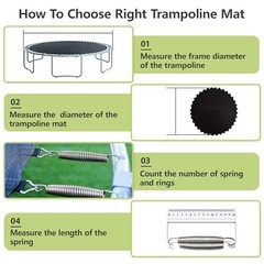 Trampoline Replacement Mat, 6/8/10/12/14/15Ft 14FT 72V rings 6.5inch Black