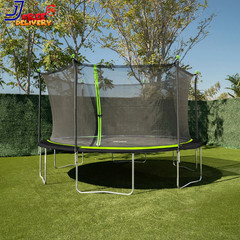 Sportspower 14′ round Trampoline with Safety Enclosure in Green and Black