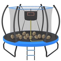 8ft 10ft Trampoline with Basketball Hoop & Ladder Outdoor Backyard Trampolines
