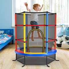 55″ Kids Trampoline Bouncing Jumping Mat Recreational Trampoline W/Enclosure Net