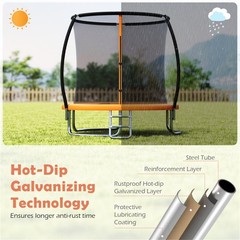 8FT Trampoline with Safety Enclosure Kids Adults 880LBS Capacity Outdoor Orange