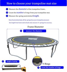 Trampoline Mat 12ft Diameter 10 Row Stitching Longer Lasting Hook & Gloves