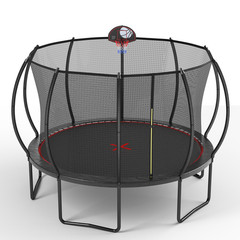 YC 12FT Durable Pumpkin Trampoline with Basketball Hoop Board Ladder Inflator