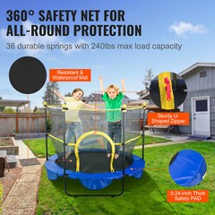 VEVOR 5FT Trampoline for Kids Toddler Trampoline & Enclosure Net Basketball Hoop