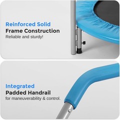 Foldable Mini Trampoline 40″ Compact Fitness Rebounder w/ Adjustable Foam Handle