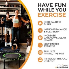 LEAPS & REBOUNDS 48″ Mini Fitness Trampoline & Rebounder Gym Equipment, Orange