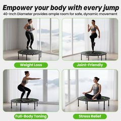 Steelite 40 Foldable Mini Fitness Trampoline 10Mm Thickened Bungee Rebounder
