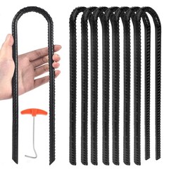 12″ Trampoline Ground Wind Stakes Anchors High Wind Heavy Duty, 8 Pack U-Shap…