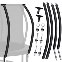 2 Set Curved Trampoline Enclosure Poles Fits 10 16ft Frame with Hardware Padding
