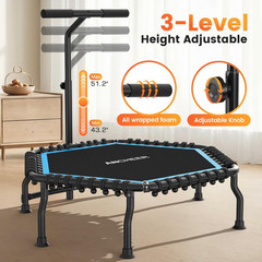 50″ Rebounder Trampoline for Adults- 2026 Foldable Mini Trampoline with Bar- Exe