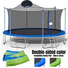16ft Large Outdoor Trampoline with Basketball Hoop Safety Net for Kids & Adult