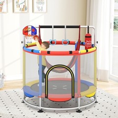 Kids Trampoline 55 Inch Basketball Hoop Hammock Ring