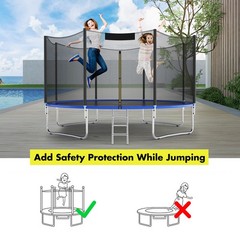 16′ Trampoline Safety Net Replacement Protection Enclosure Net for 12 Poles