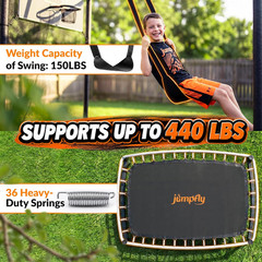 Jumpfly 6FT Rectangle Trampoline for Kids, Toddler Trampoline with Swing & Baske