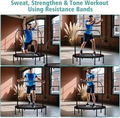 40″Foldable Fitness Rebounder Trampoline 5 Levels Height Adjustable Handle