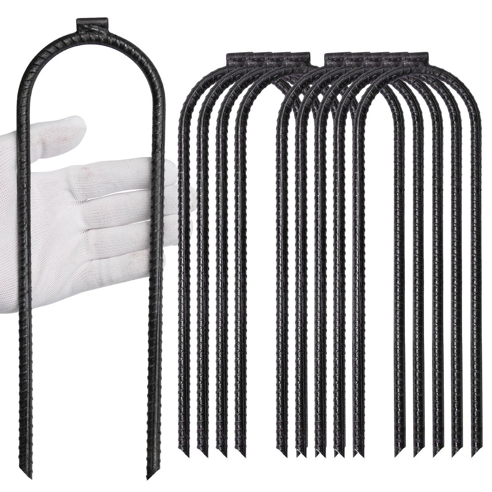 10″x3″ Trampoline U Shaped Rebar Stakes Heavy Duty Safety U Shaped Ground Anc…