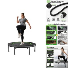 Steelite 40 Foldable Mini Fitness Trampoline 10Mm Thickened Bungee Rebounder